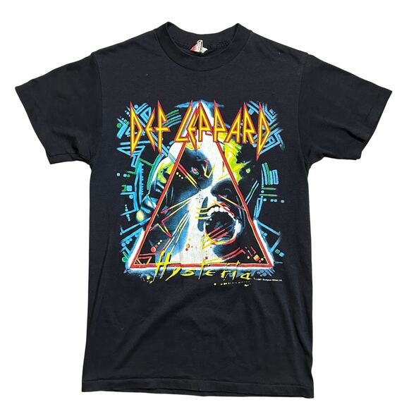 Vintage 80s 1987 Def Leopard Hysteria Tour Band Tee Graphic T-Shirt - Picture 1 of 5